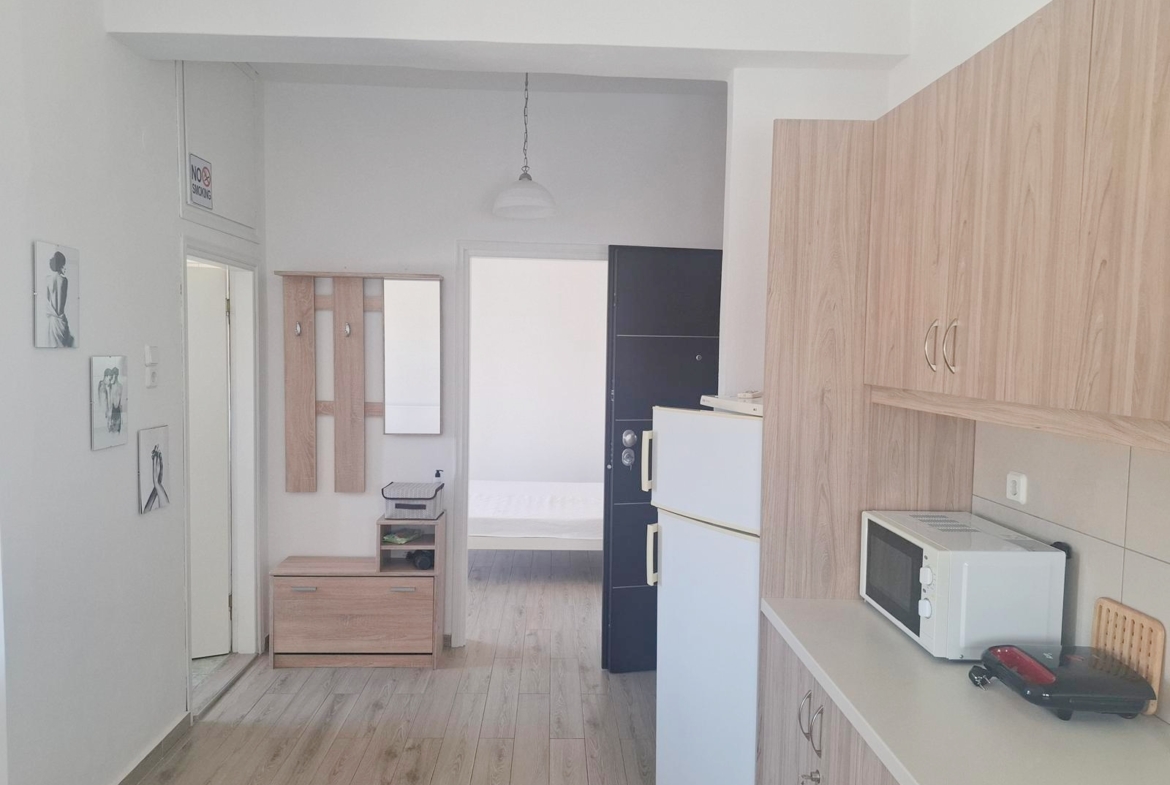 Beachfront one-bedroom apartment with White Mountains view in Almyrida