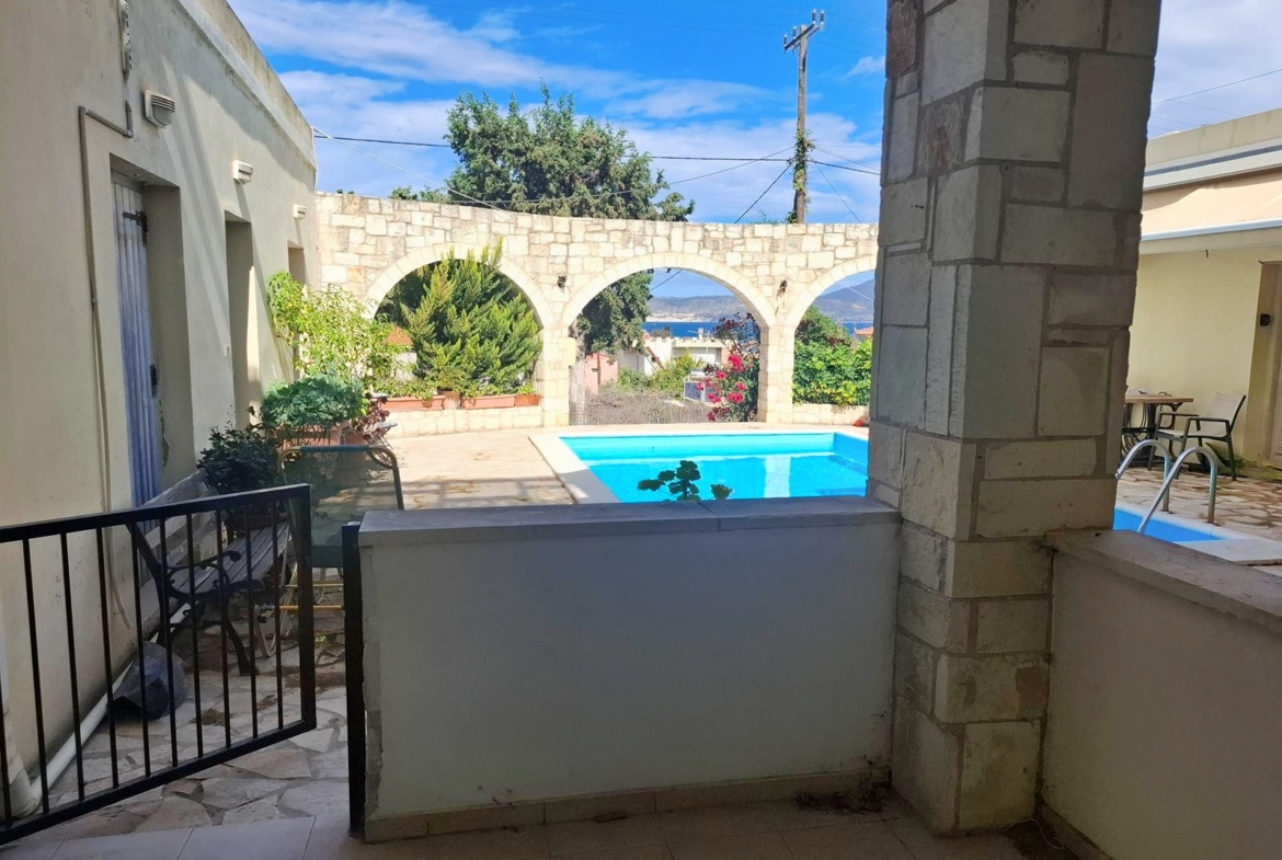 One-bedroom apartment with a shared pool & sea view within walking distance to the beach in Kalyves