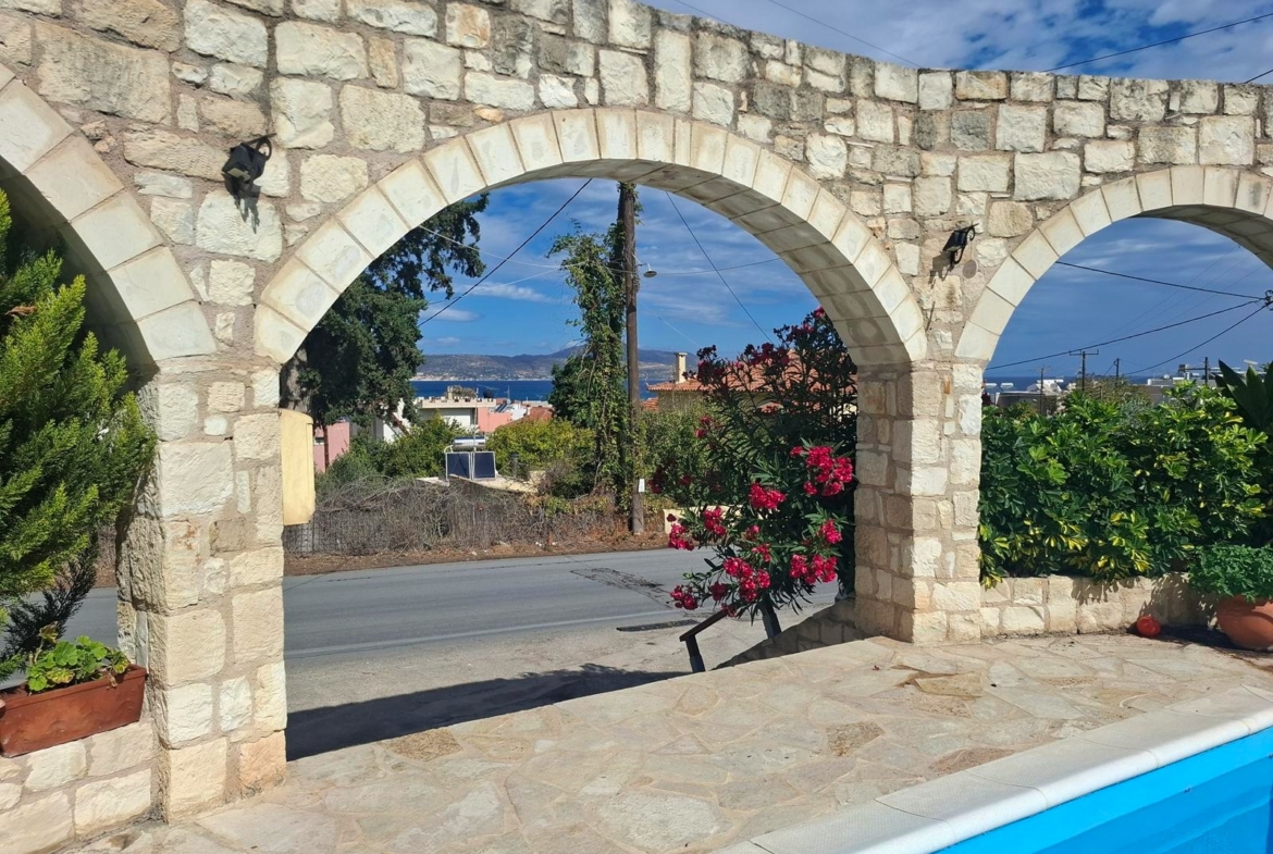 One-bedroom apartment with a shared pool & sea view within walking distance to the beach in Kalyves