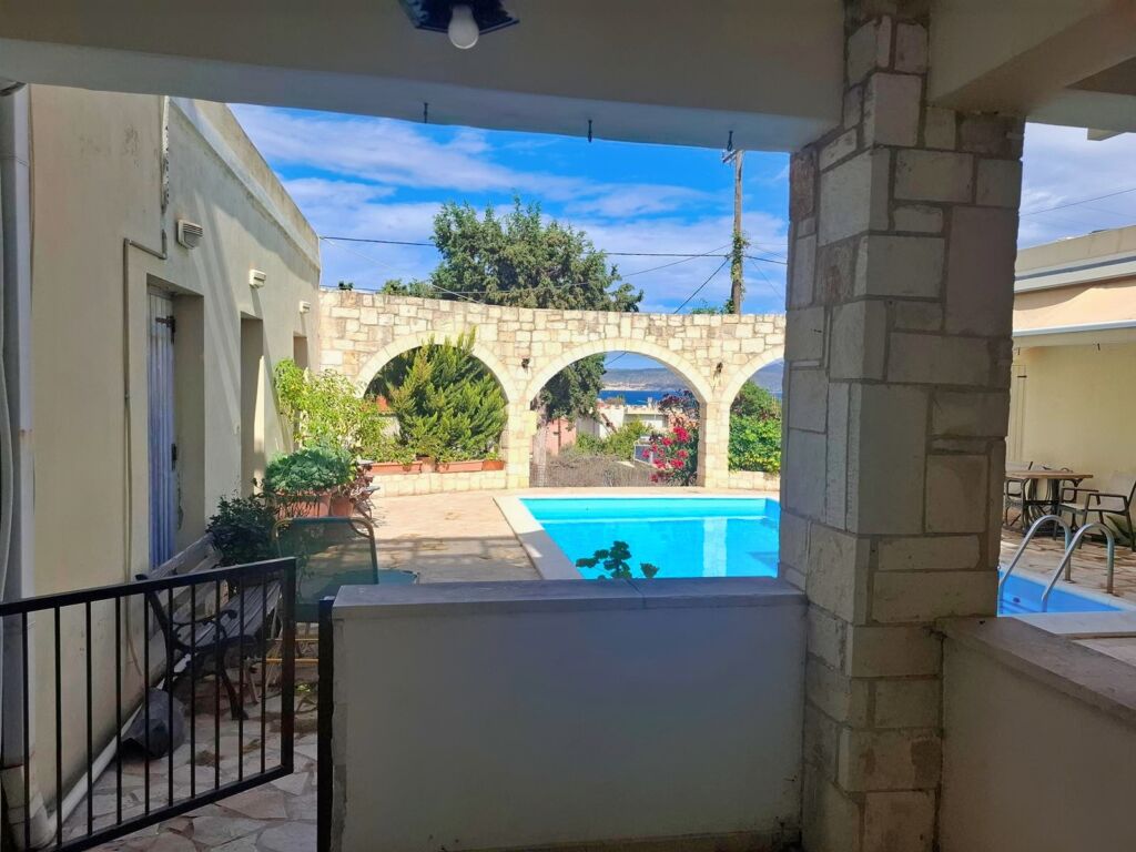 One-bedroom apartment with a shared pool & sea view within walking distance to the beach in Kalyves