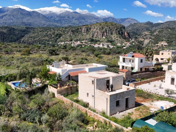 Newly built stone detached house with sea & White Mountains views in Neo Chorio